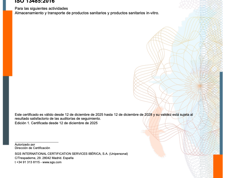 AZA Logistics obtiene la certificación ISO 13485